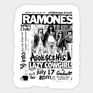 Ramones / Adolescents / Lazy Cowgirls Punk Flyer Sticker